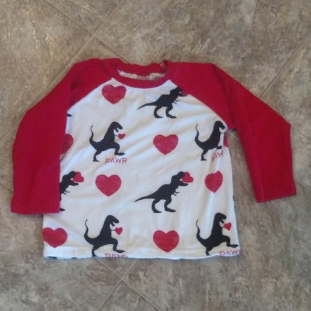 Toddler Boy Super Soft Dinosaur Heart Raglan Shirt